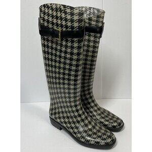 LAUREN RALPH LAUREN Rossalyn Houndstooth Tall Rain Boots Size 8 B 11768 G15